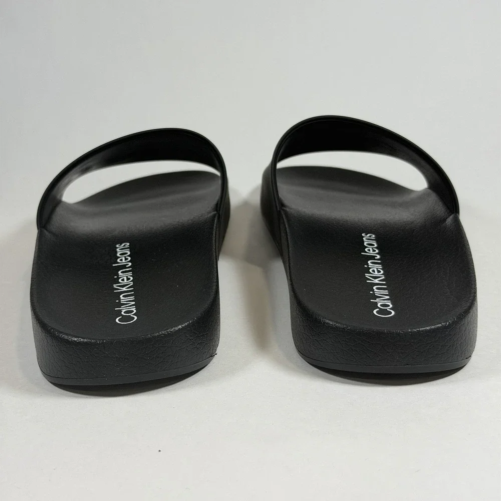 Calvin Klein Size-6M Womens Slide Sandals Arin Logo Beach Black